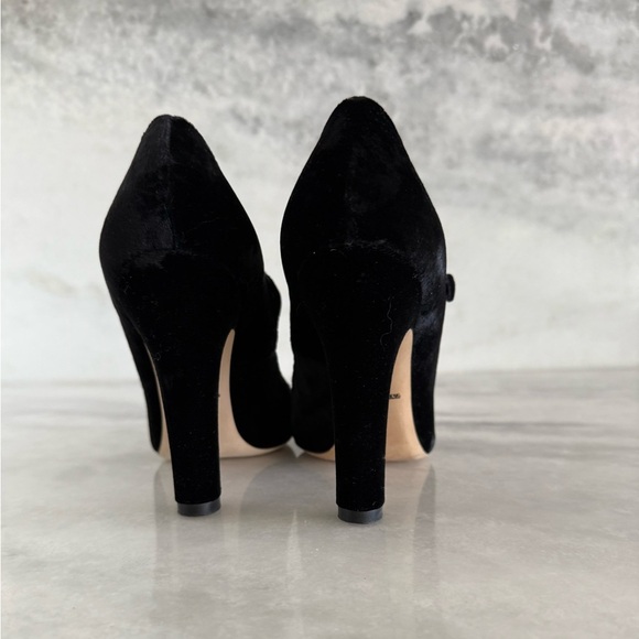 DOLCE & GABBANA Black Velvet Mary Jane Pumps Heels •38 w/ red D&G box - Picture 6 of 13